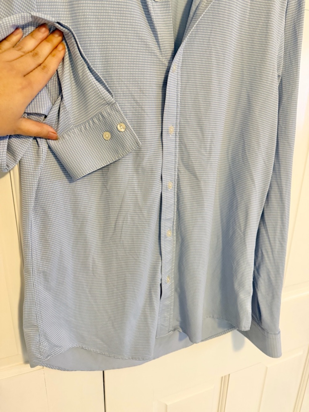 Rhône Commuter Shirt Men's Medium Blue Long Sleeve Performance Stretch - Picture 4 of 6